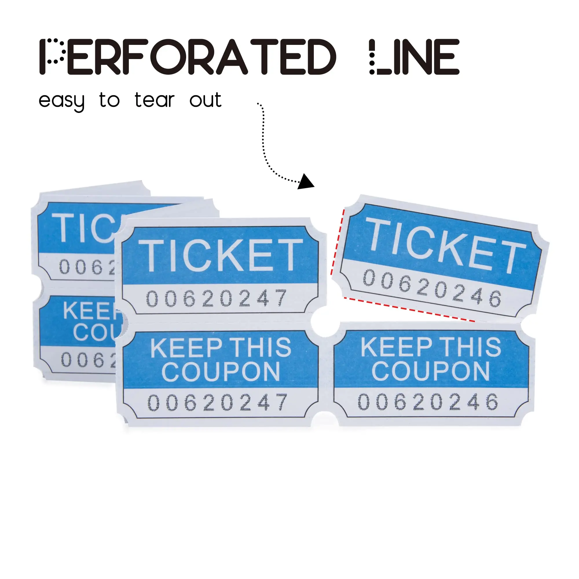 NATURALABEL Raffle Tickets, 50/50 Raffle Tickets, Double Tickets for Festivals, Carnivals, School Events, Baby Showers