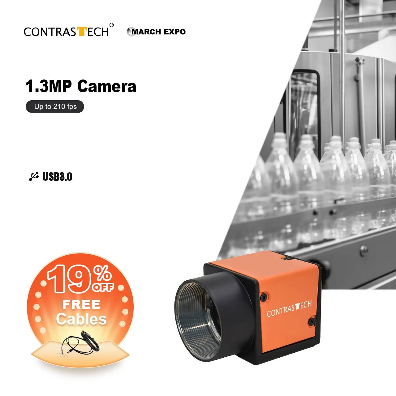 1.3MP GenlCam Standard 1280 X 1024 High Speed 200 Fps LabView Machine Vision USB3.0 Hikrobot Camera for Motion Detection