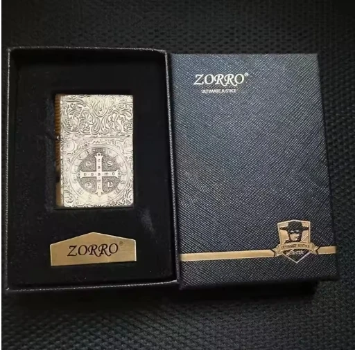 ZORRO Original ZC9 Ultra-thin Kerosene Lighter High-value Carved Constantine Creative Windproof Retro Lighter With box