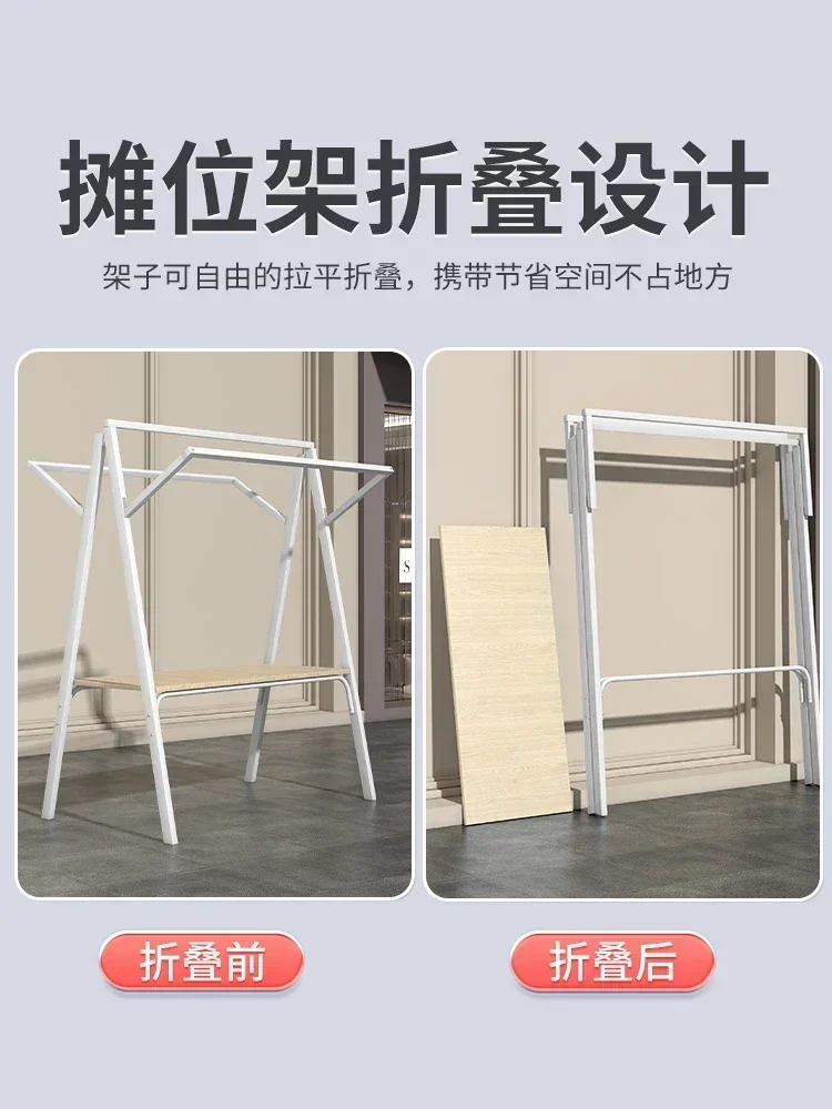 Foldable Carbon Steel Metal Display Stand Mobile Stall Shelf for Night Market Promotion