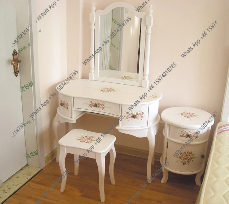 

Британский европейский стиль, американский пасторальный стиль, корейский стиль с ручной росписью, туалетный столик, зеркало для макияжа, табурет для макияжа, деревенский стиль.