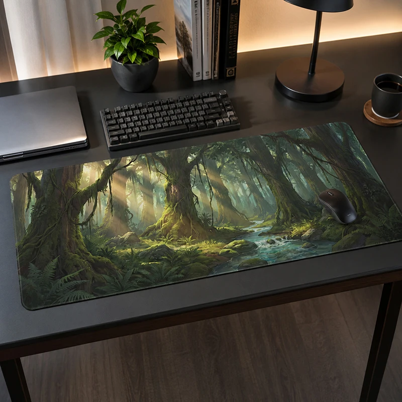 Green Forest Sunlight Mouse Pad Gamer XL Home New HD Mousepad XXL Mouse Mat Non-Slip Carpet Natural Rubber Office Mice Pad