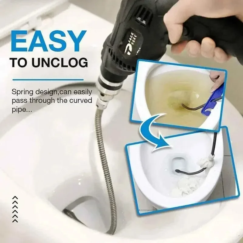 

Drill Powered Pipe Drain Auger,Toilet Sink Kitchen Drain Unclogger,Flexible Spring Clog Remover Tool for Floor Drain,Home use