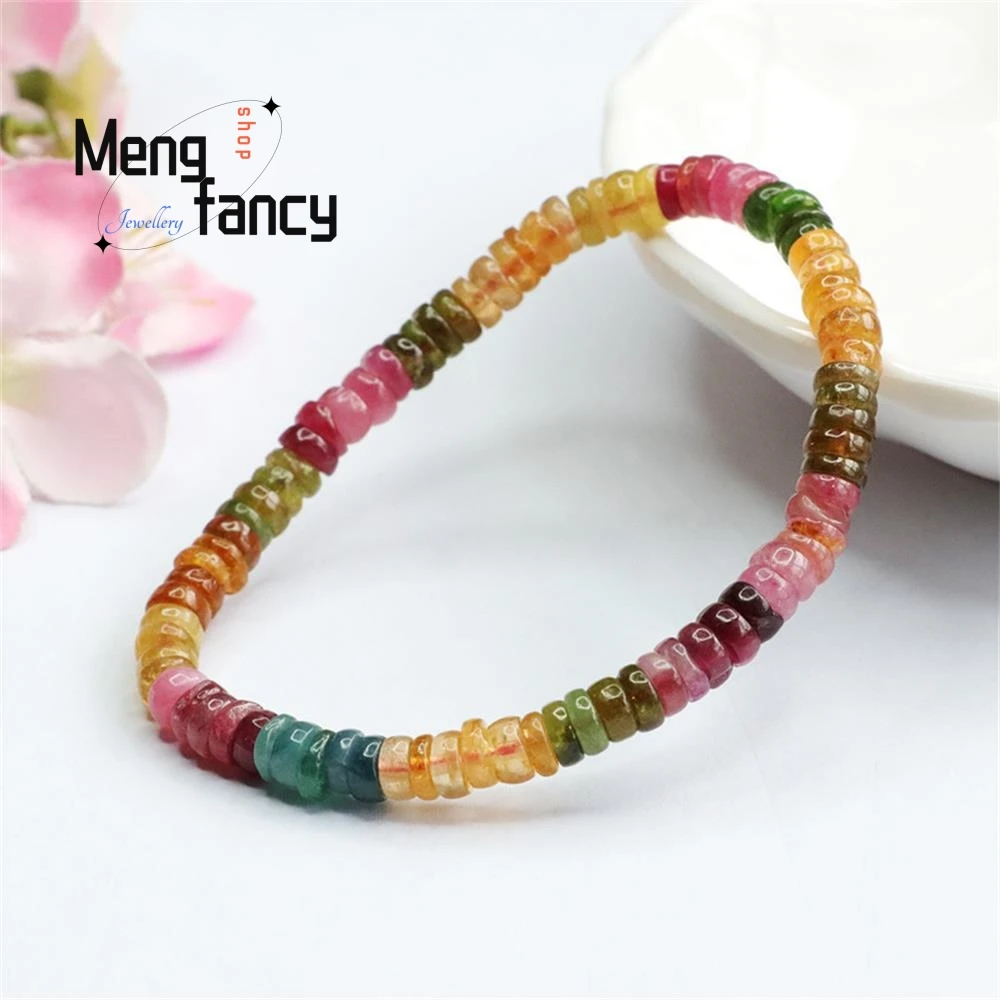 Natural Tourmaline Exquisite Elegant Simple High-grade Bracelet Rainbow Crystal Sexy Young Girls Popular Charm Fashion Jewellery