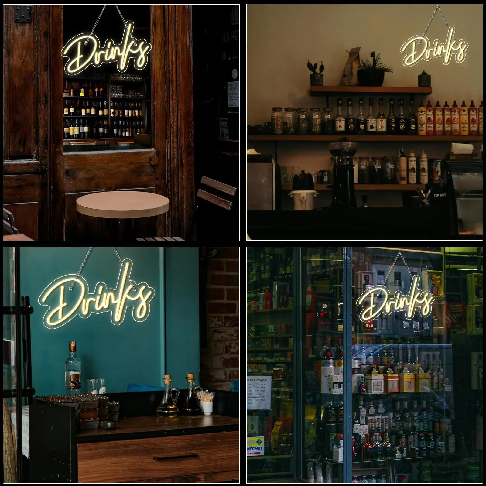 Drinks Neon Sign Led Neon Signs for Wall Decor Neon Light Sign USB Light Up Sign for Kitchen Restaurant Bar Cart Accessories