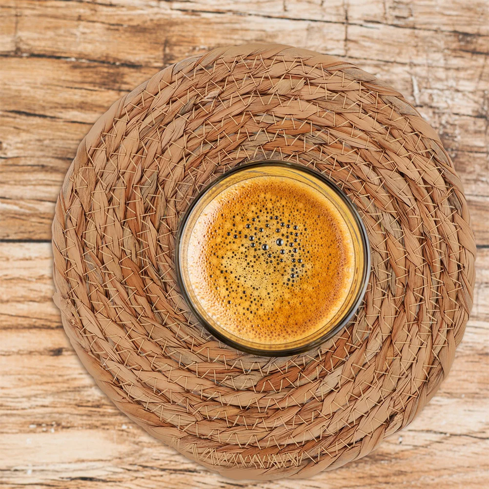 4 قطعة الرجائز الروطان 4.72 بوصة المفارش المنسوجة العزل الحراري المضادة للانزلاق الوقايات المستديرة للأواني الساخنة المقالي أطقم شاي السلطانية الحصير