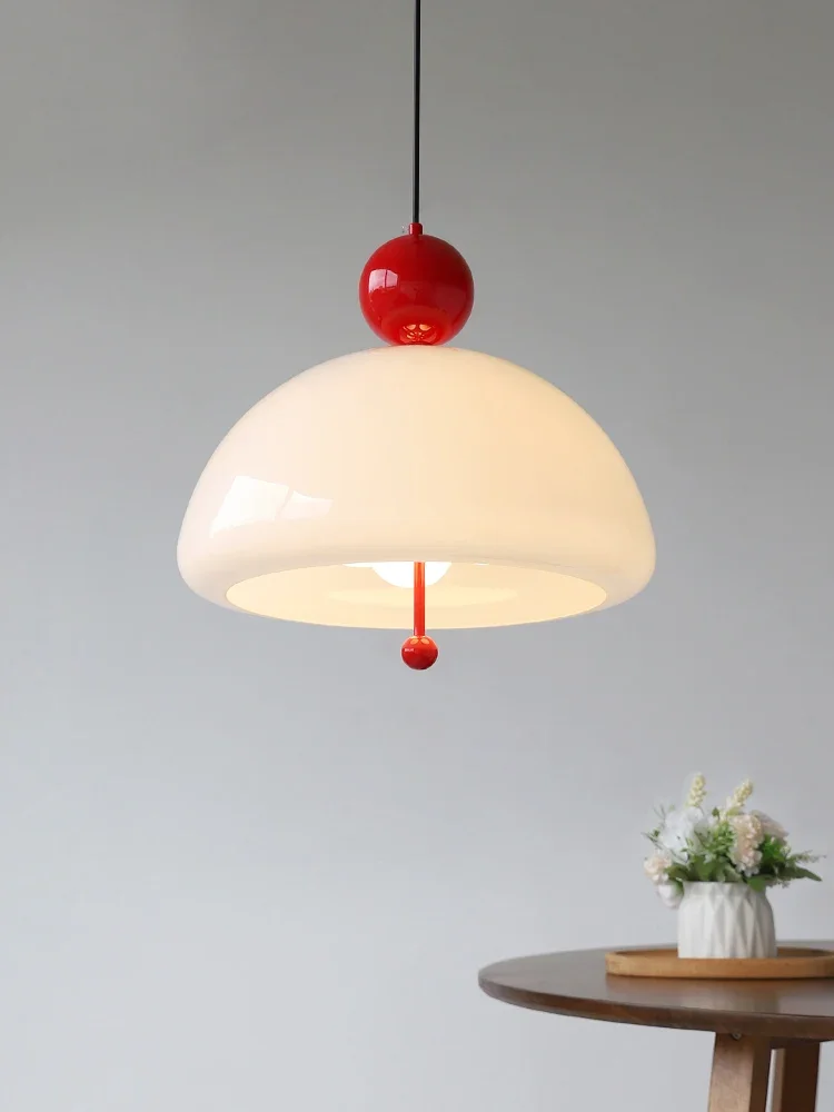 

French retro pendant light post-modern living room cream glass bed tea bar main lamp
