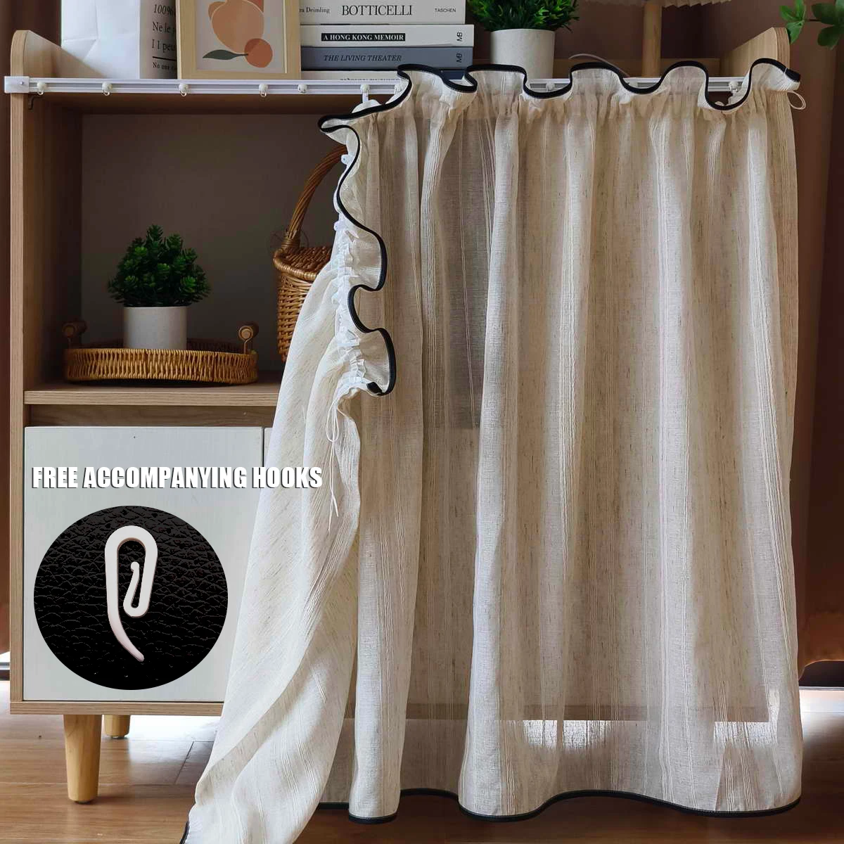 

Free Hooks Customize Drapes Tulle Interior Half Curtain For Window Door Livingroom Home Decor Kitchen Cabinet Door Dustproof