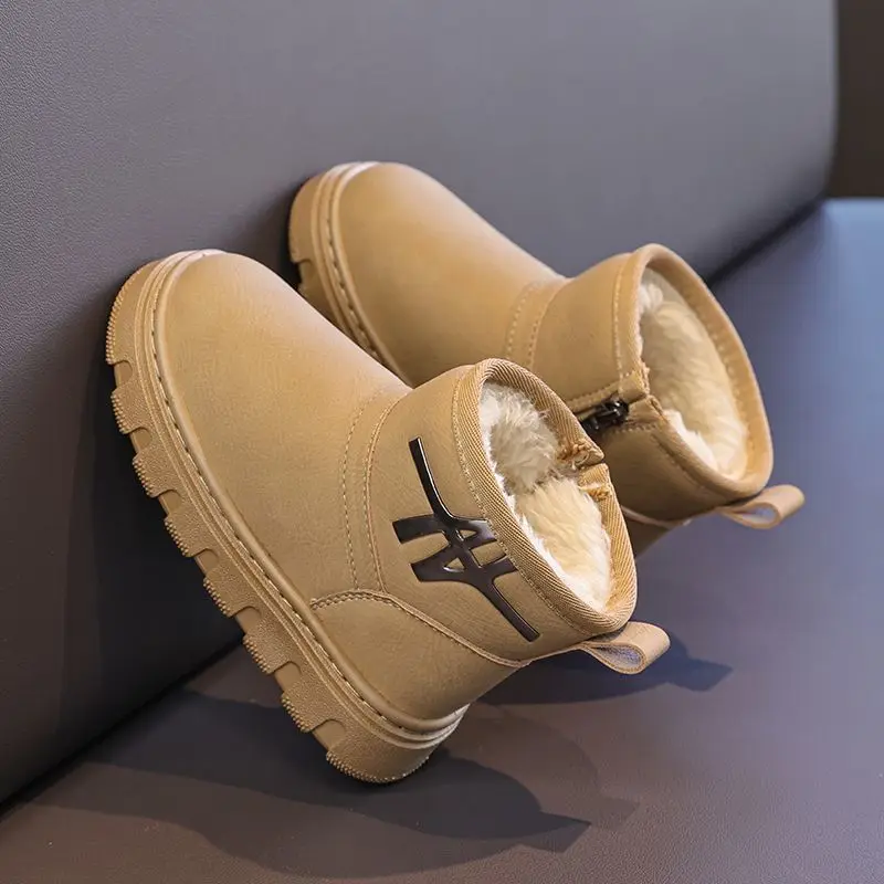 

Зимние сапоги для мальчиков и девочек, теплая зимняя обувь на флисовой подкладке, утолщенная нескользящая водонепроницаемая обувь для детей, школьная обувь для больших детей