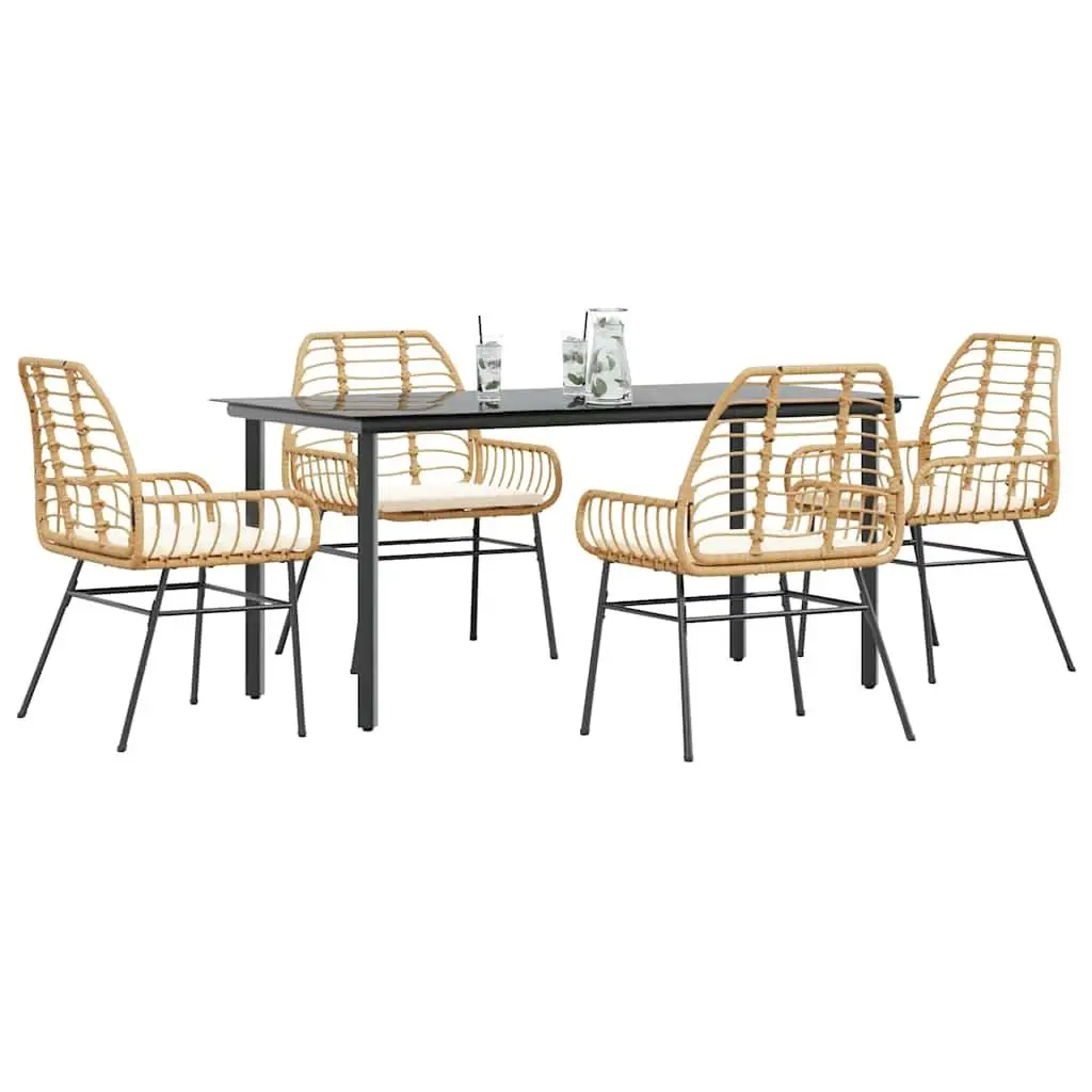 

Brown Garden Dining Set Outdoor Furniture for Patio Balcony and Backyard Stylish Table and Chairs Set