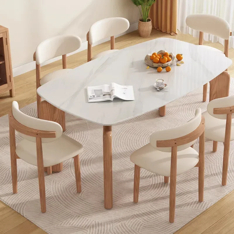 Nordic ash wood elephant leg solid wood slate eating table log cream style household rectangular solid wood dining table