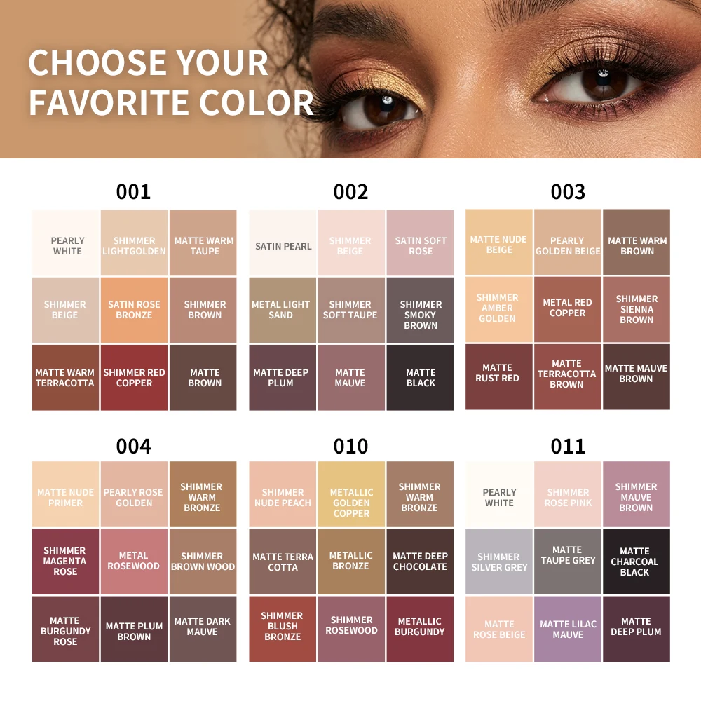 Artist Eyeshadow Palette Smooth Blendable Texture Transparent Grid Design Long Wear Anti Smudging 9-shade Eyeshadow Palette