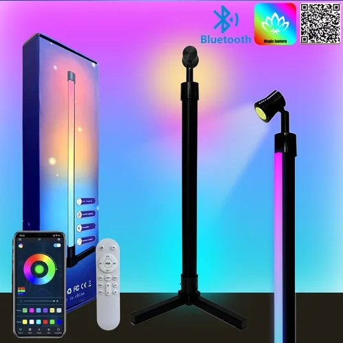 스마트 RGB 드림 컬러 LED 플로어 램프 앱 및 리모컨, 음악 동기화 기능, 1 천 6 백만 색상 변경, 스탠딩 무드 라이트, 데스크 램프
