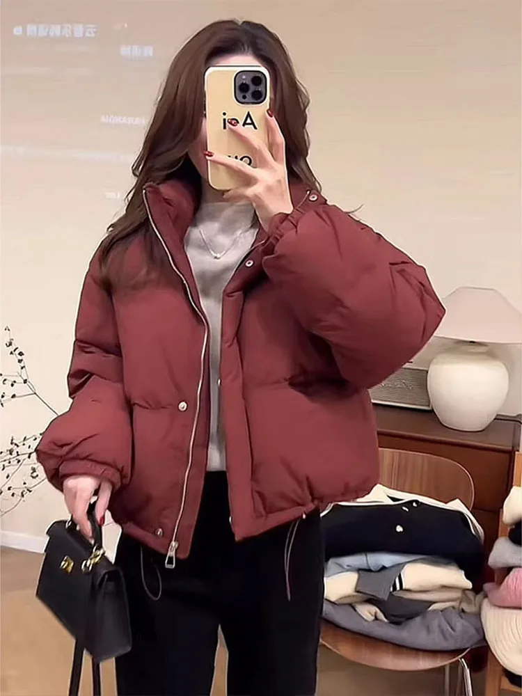 

Korean Sle Loose Fit ort Thiened down Cotton Jaet Women's Winter New Sle Bread Coat Stand Collar Warm Coat