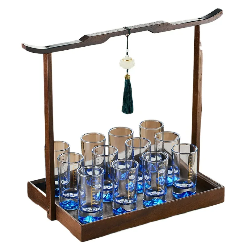 

New Chinese Baijiu Household Xiaolie Wine Glass High-end Phnom Penh Wine Set Bullet Cup Transparent Glass One bite, two glasses