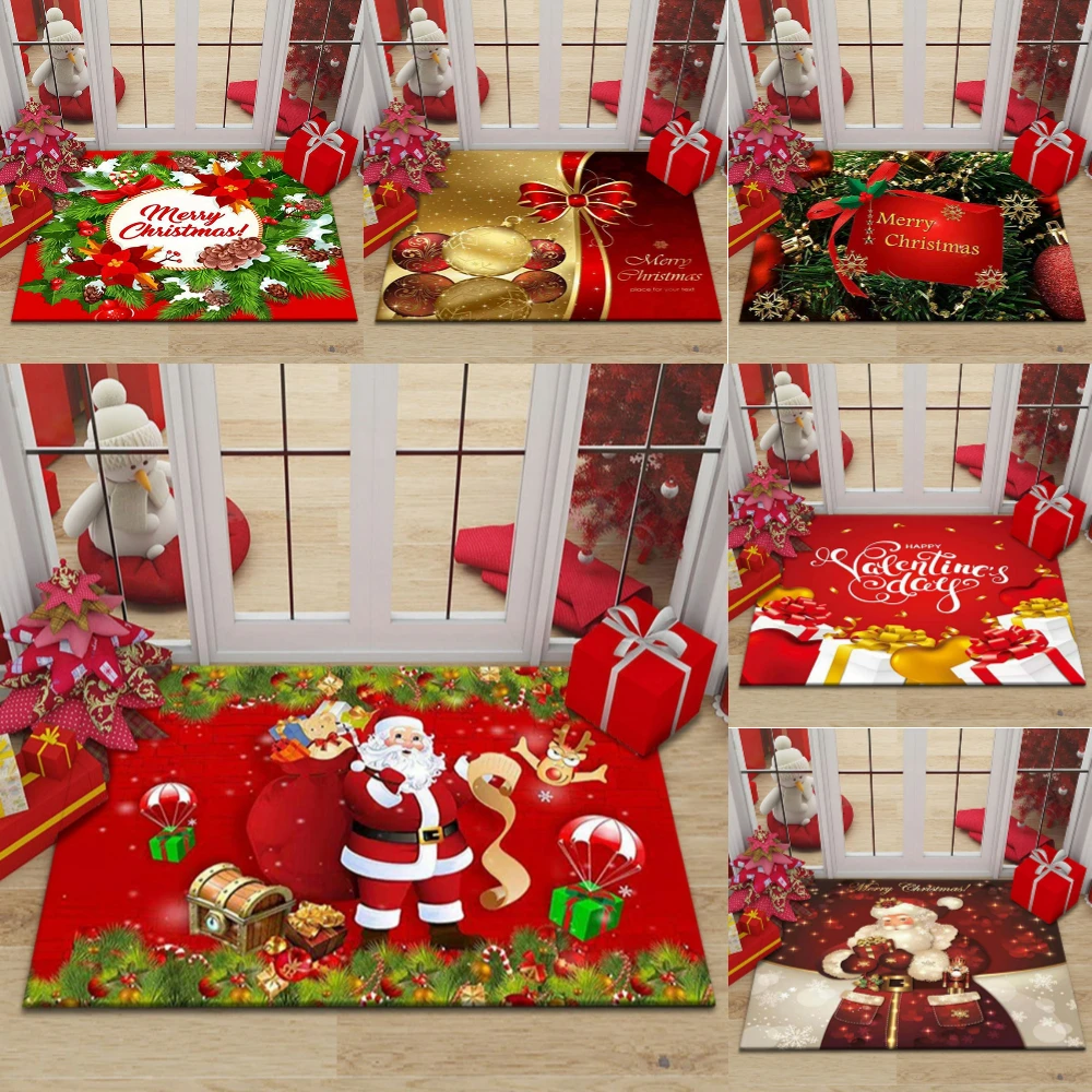 Jolly Santa Weihnachts-Design-Fußmatte, Fußmatte für drinnen und draußen, festliche Dekoration, Eingangshalle, Wohnraum, Küche, Schlafzimmer, Fußmatte