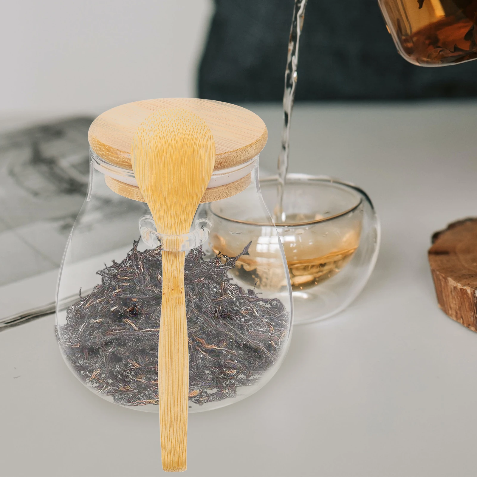 

1pc Canister Transparent Household Food Container Sealed Lid Fresh Keeper Compact Multi-Function For Tea Leaves Grains Glass