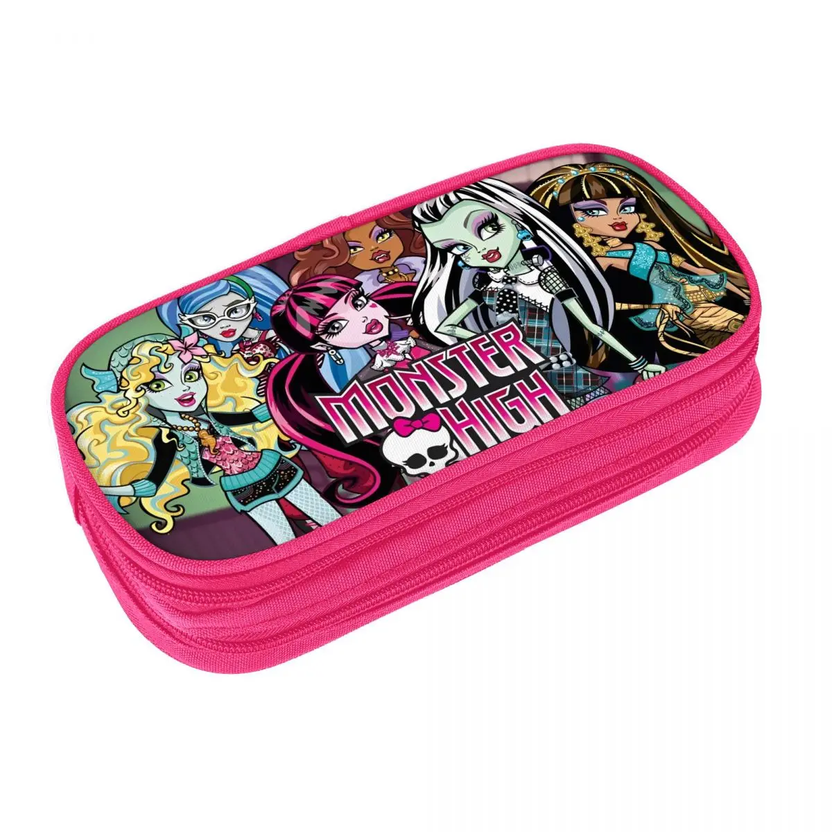 Monster High Character Pencil Case Big Pencil Box Kids Double Layer Fashion School Pencil Cases Graphic Stationery Organizer