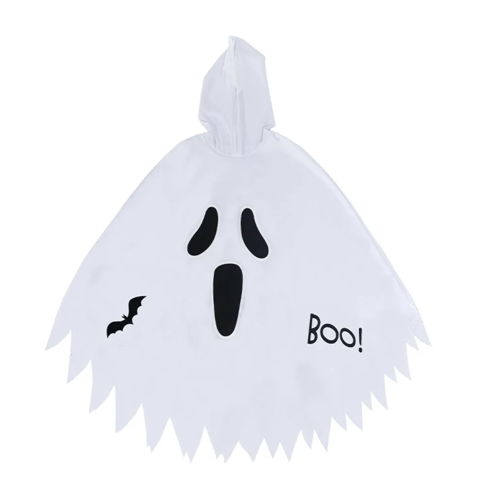 Kids Screaming Ghost Costume Cape - White Halloween Cloak with Hood for Boys and Girls,  Costume Parties and Festivals