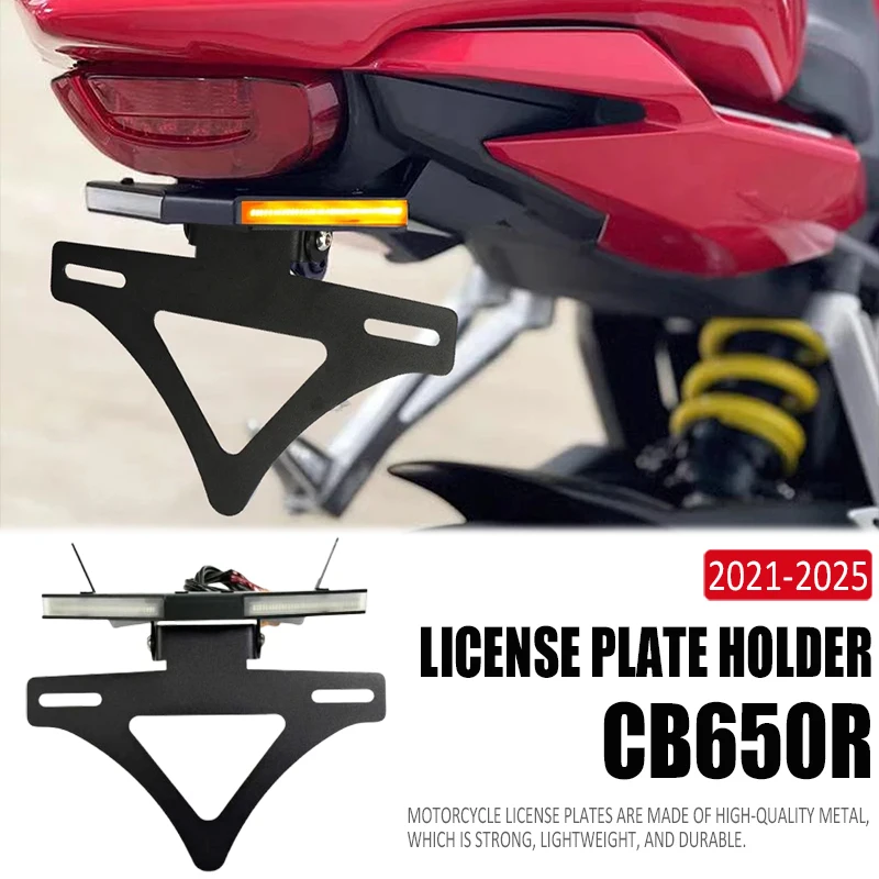 Motorcycle CNC License Plate Holder For Honda cbr650r CBR 650R CB 650R LED Lights Rear Bracket Signal Light 2021-2025 2024 2023