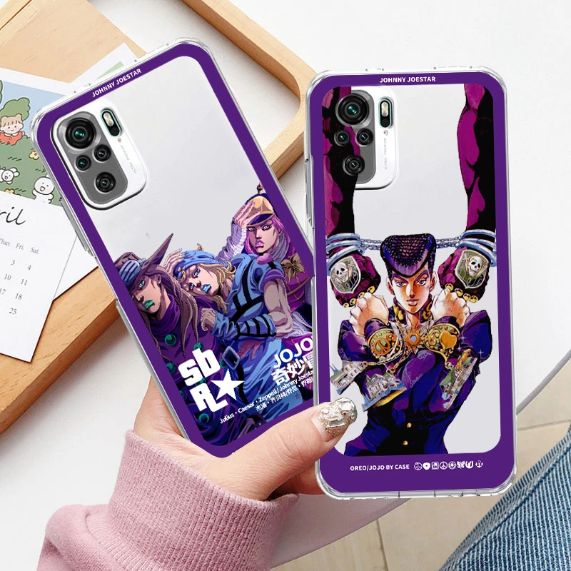 JOJO Johnny STEEL BALL RUN Phone Case For Xiaomi Redmi Note 12 11E 11S 11 11T 10 10S 9 9T 9S 8 8T Pro Plus 5G Transparent