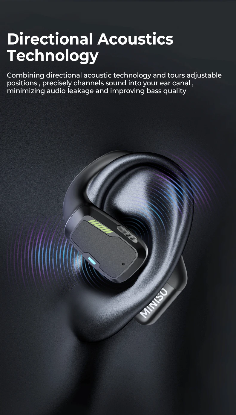 [AI Translator] MINISO M98 Drahtlose Kopfhörer OWS Sport Bluetooth Kopfhörer Gaming Headset ASMR APP Übersetzung Ohrhörer IPX5 – Detail 9