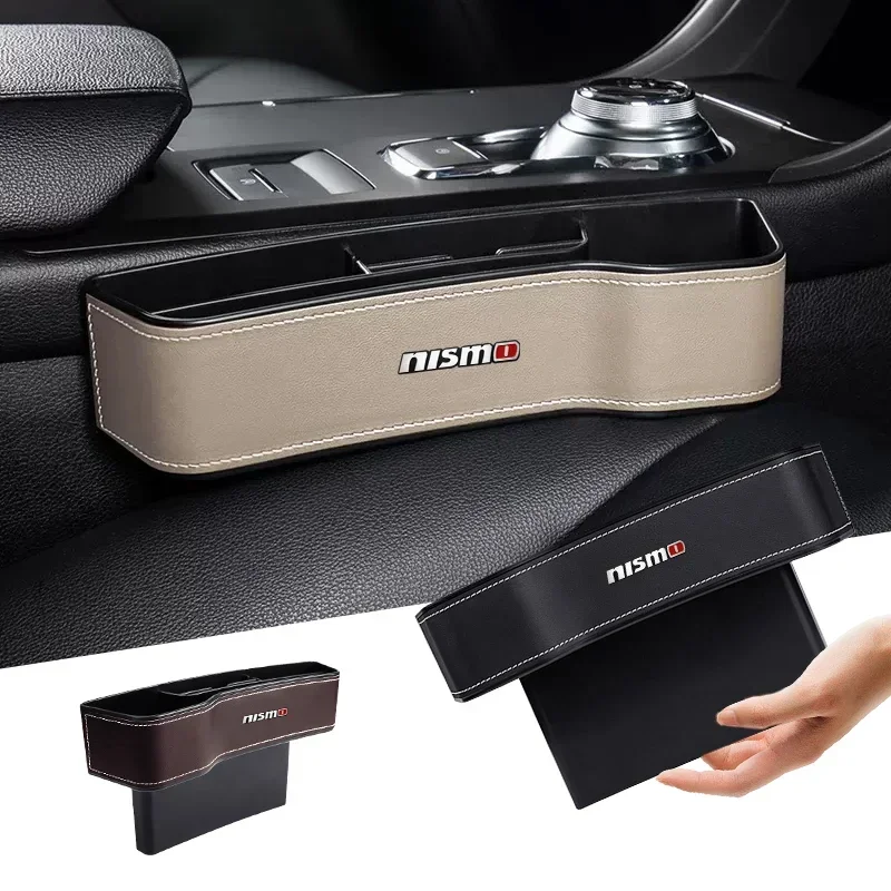 1Pc Leather Car Seat Gap Storage Box Phone Keys Organizer For Nissan Nismo Tiida Teana GTR Juke Note Versa Almera Accessories