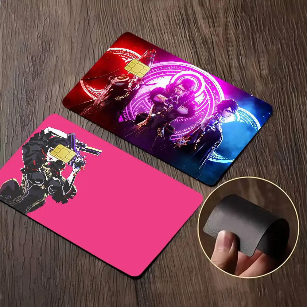 GAME Bayonetta Cartoon 4pcs 1Set Credit Card Skin Stickers For Bank Card Bus Metro Card Sticker Waterproof Women Gift