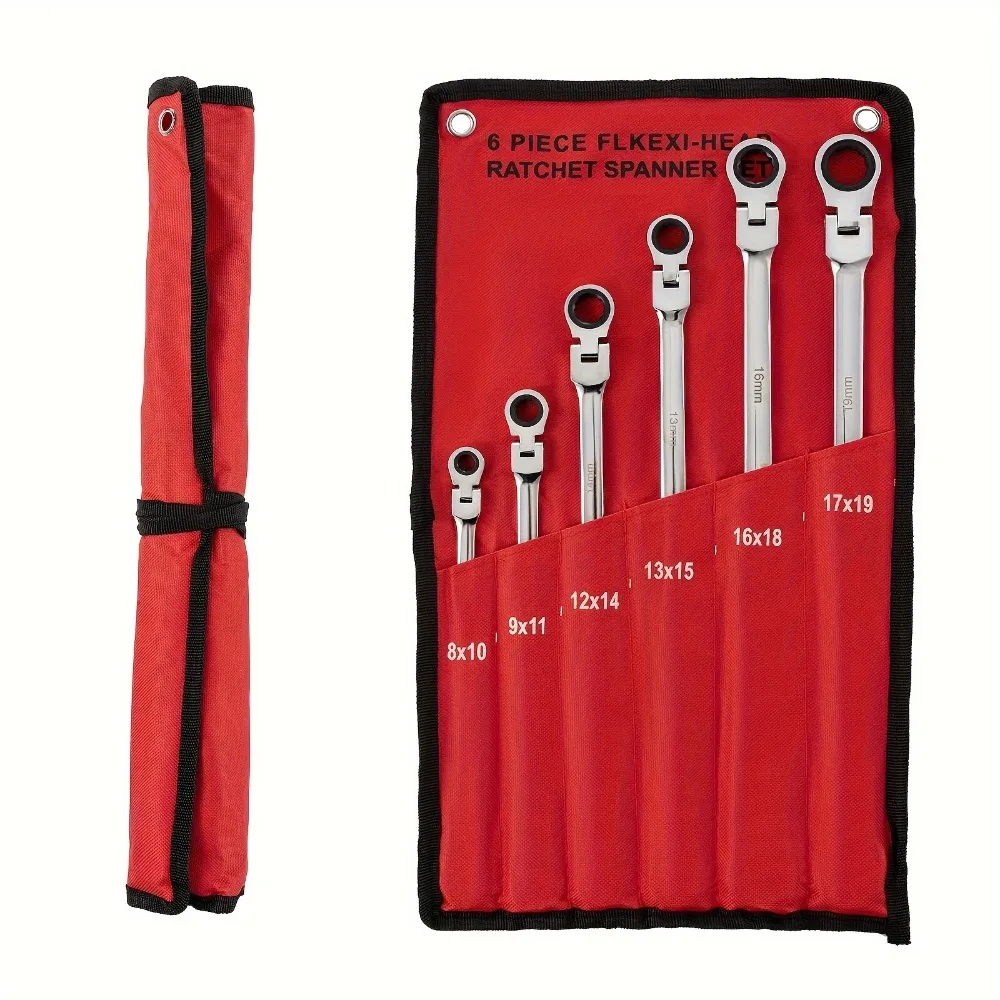 

Extra Long Ratcheting Wrench Set, 8-19mm Metric Flex-Head Double Box End Ratcheting Combination Wrench