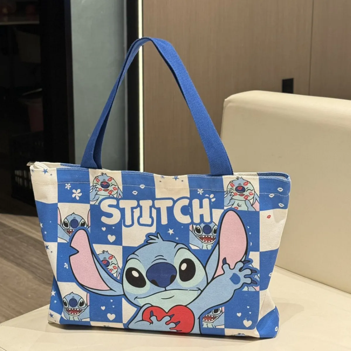 Stitch Star Baby Borsa di tela grande stampata fronte-retro Versatile borsa a tracolla singola periferica per cartoni animati Regali