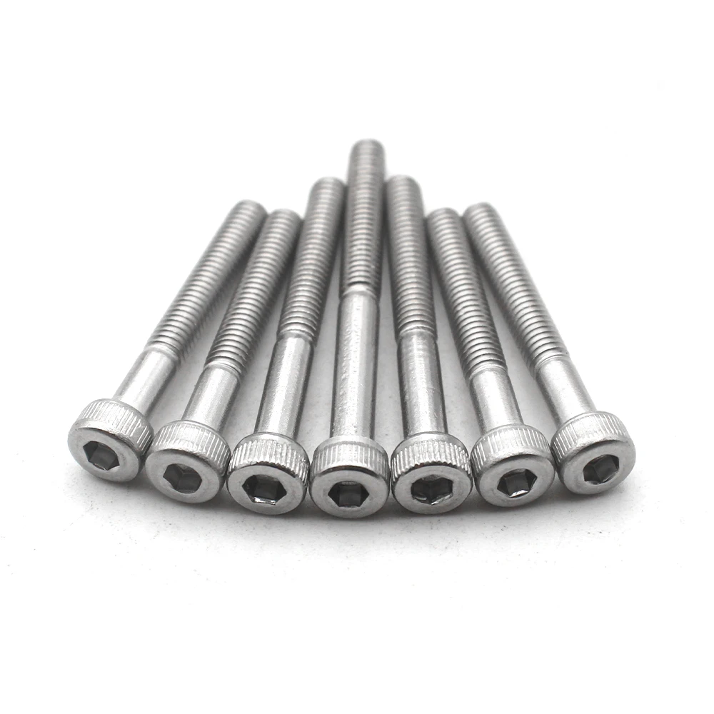 M3 m4 m5 m6 m8 m10 m12 m14 m16 304 parafusos de soquete sextavado de meio rosca de aço inoxidável parafusos de cabeça cilíndrica estendida parafusos de cabeça de copo