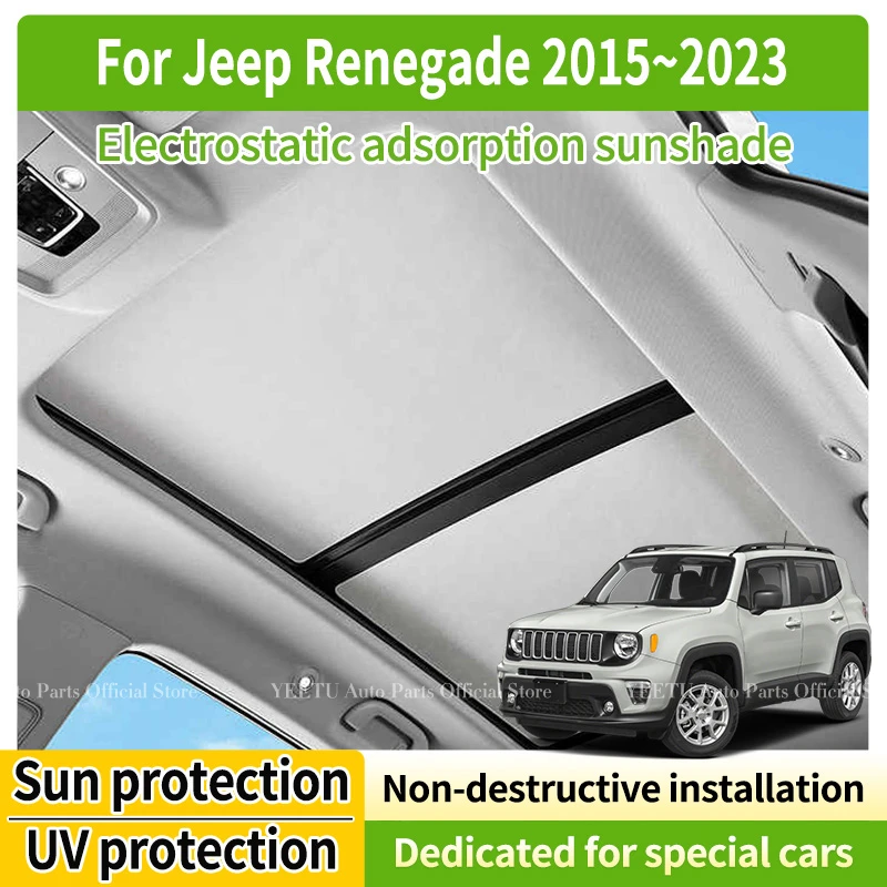 Auto-Sonnenschutz für Schiebedach, für Jeep Renegade 2015-2023 19 20 21 22, Zubehör, elektrostatische Adsorptionsabdeckungen, blockieren UV-Blendung, Dachfenster
