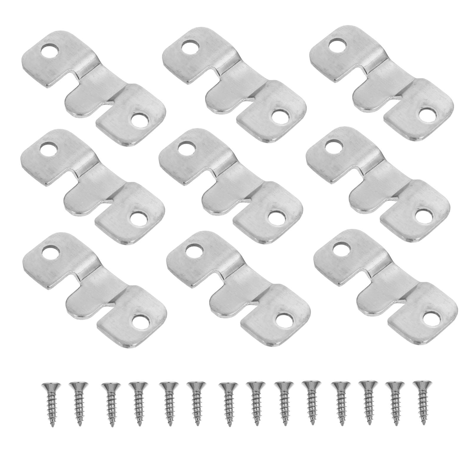 

10 Sets Stainless Steel Mountain Buckle Hooks Flush Mount Bracket Photo Frame Hanger Z Clip Wall Mounted Accessories Bedroom