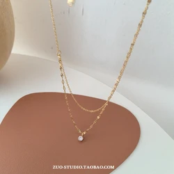 New 925 Silver Necklace for Women 18K Gold Double Layer Zircon Star Pendant Necklace Delicate Chain Charm Elegant Fine Jewelry