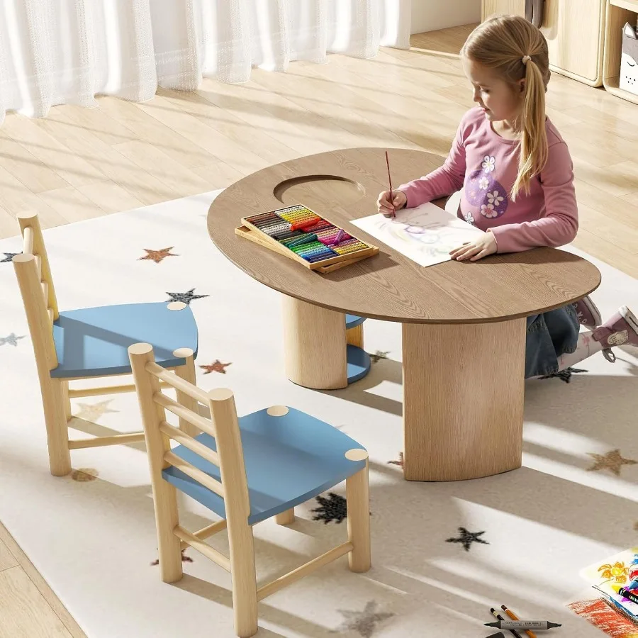 Table with Storage Kidney Desk for Bedroom Play Area and Family Activity Spaces Half Moon Horseshoe Shape 's Desk with Built-in