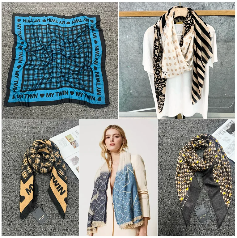 Italian European and American style original single light luxury scarf with letter printing soft and trendy designer style shawl