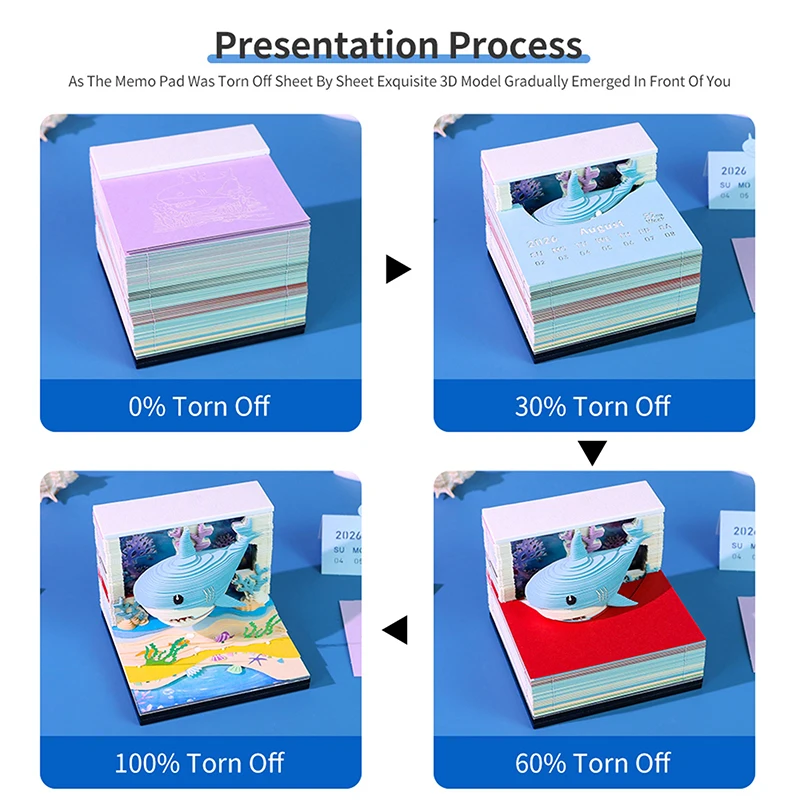 

Настольный календарь Time Piece 2026 с LED-подсветкой, 3D-календарь с отрывными листами, бумажная резьба, блокнот для заметок, рождественский подарок