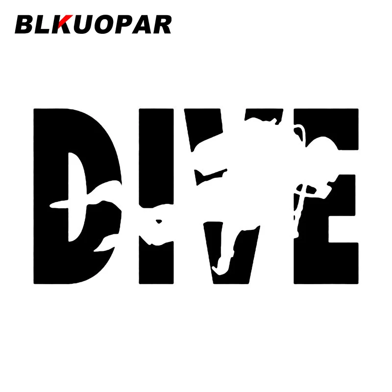 BLKUOPAR Diver Silhouette Text Car Stickers Creative Sports Fonts Decal Sunscreen Die Cut Surfboard Caravan Car Accessories
