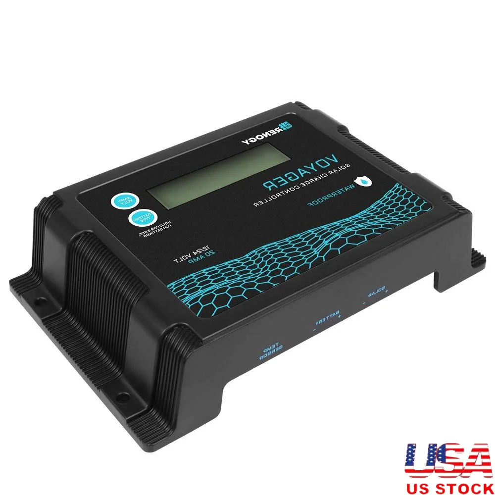 

PWM 20A Solar Charge Controller Waterproof LCD Display 12V 24V Intelligent Protection Multi Battery Compatibility RV
