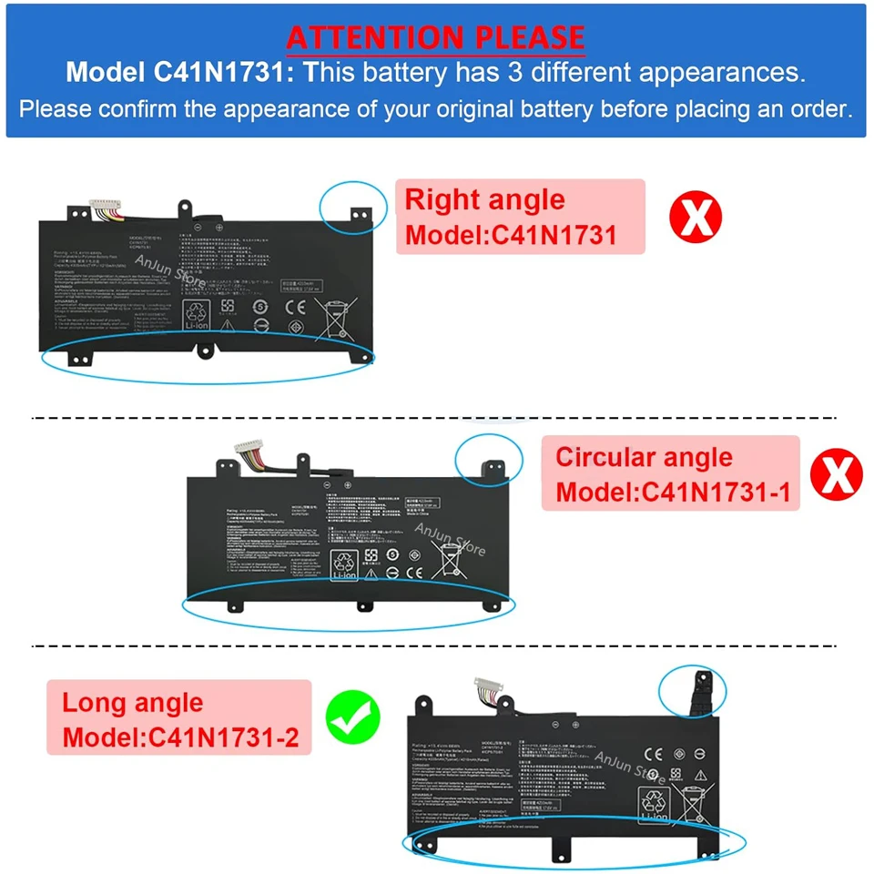 Imagem -03 - Bateria do Portátil Substituição para Asus Rog Strix Series Notebook G512 G531 G532 G712 G731 G731 G732 Gl531 Gl731 Px712 C41n17312