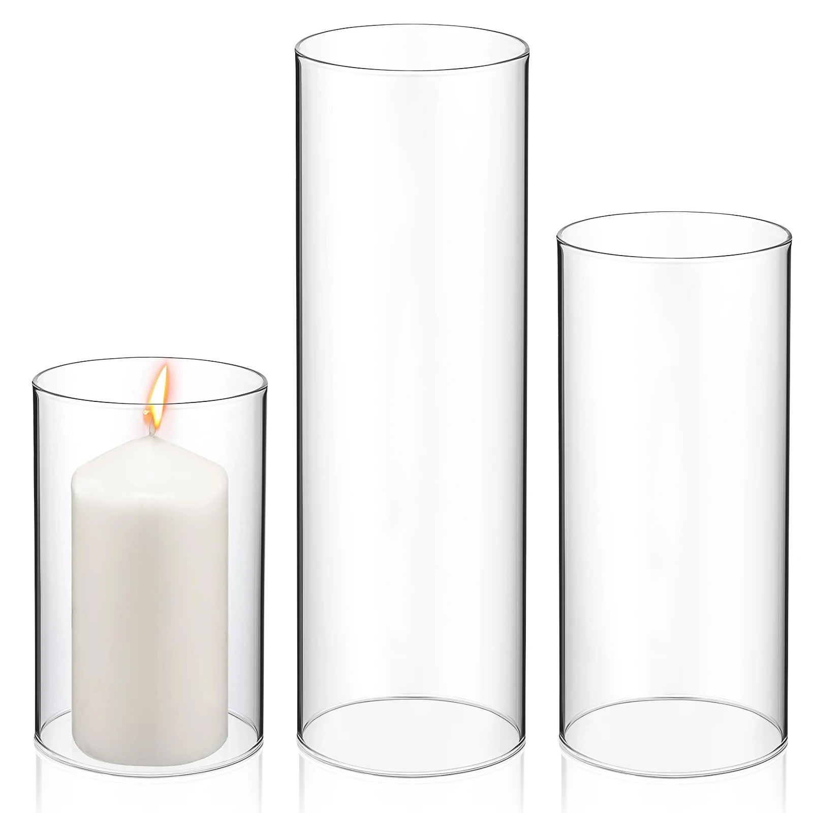 

3 Pcs Shade Transparent Glass Holder Candles Supplies Decorative Clear Covers Green Lamp Shades Accessories Household