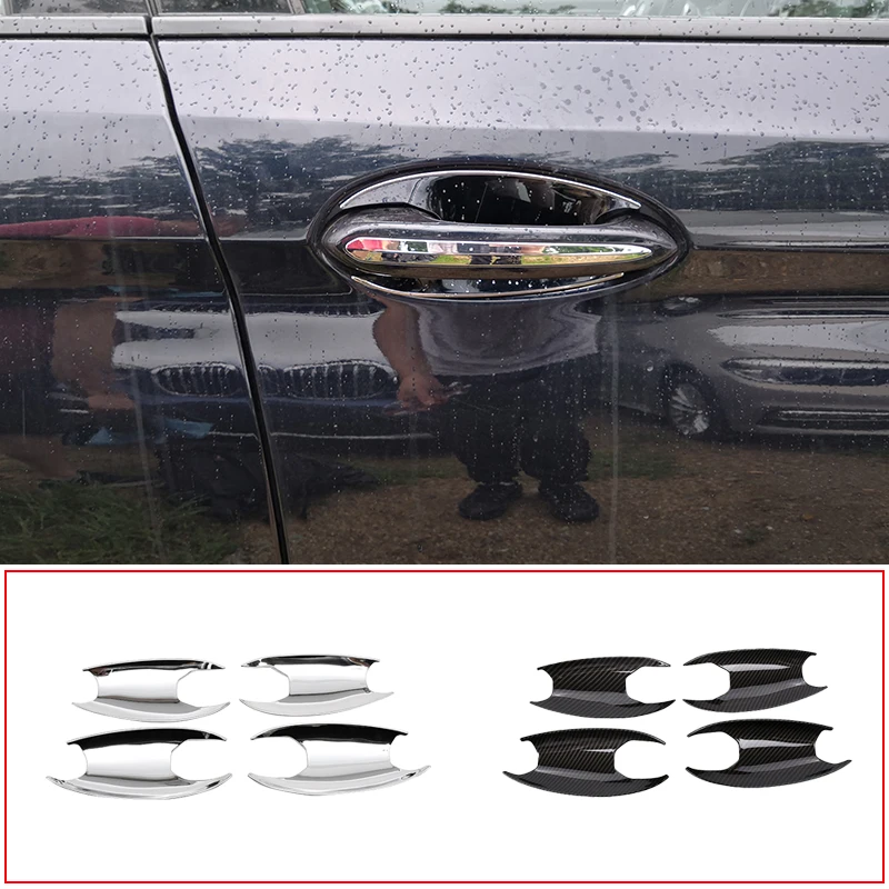 4 Pcs ABS Carbon fiber/Bright Light Car Styling Exterior Door Bowl Cover Trim For BMW New 5 Series G30 2018-2020 Car Accessories