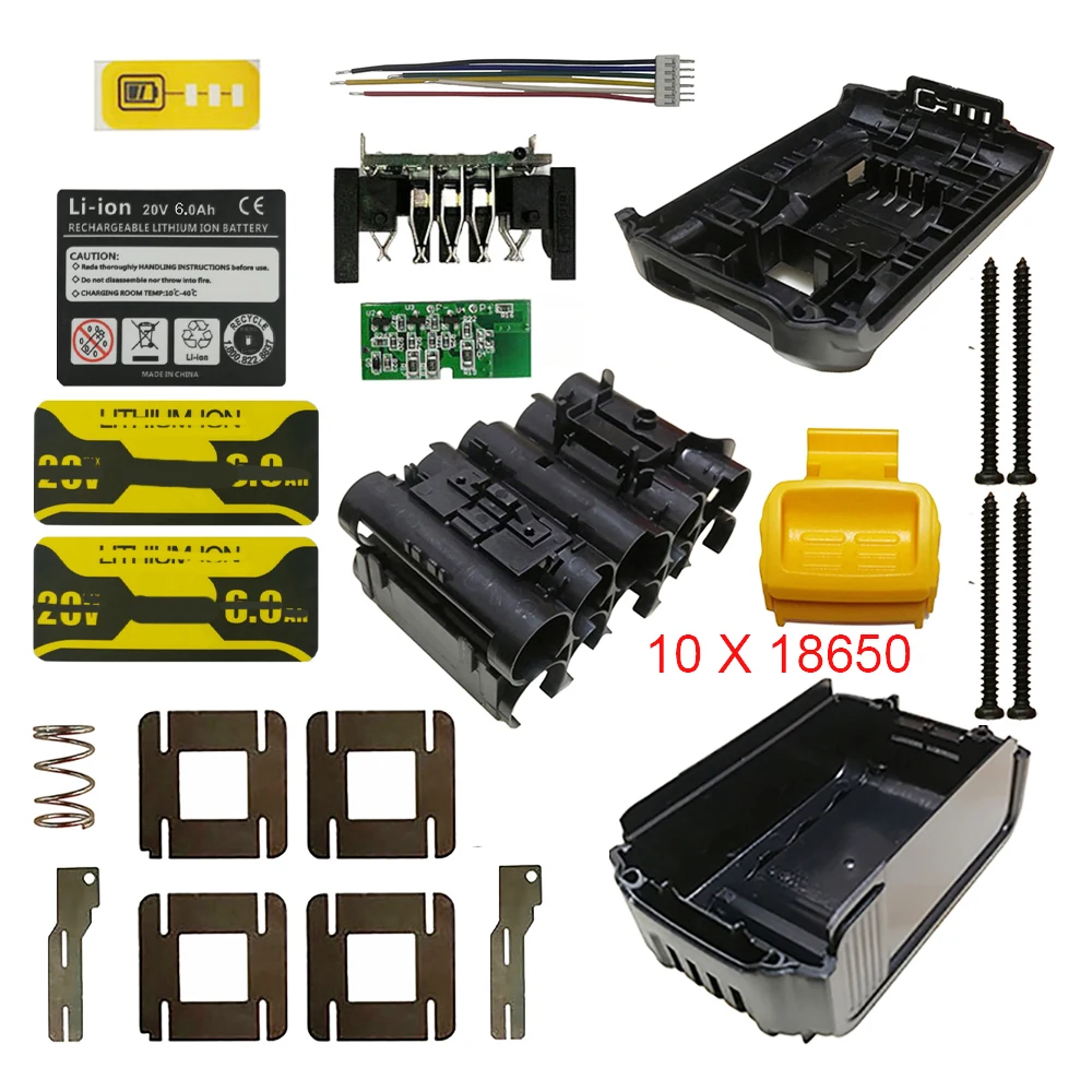 Imagem -03 - Li-ion Battery Plastic Case Pcb Carregamento Proteção Circuit Board Box Shell para Dewalt 18v 20v 9ah Dcb183 Carcaças de Etiqueta Dcb200