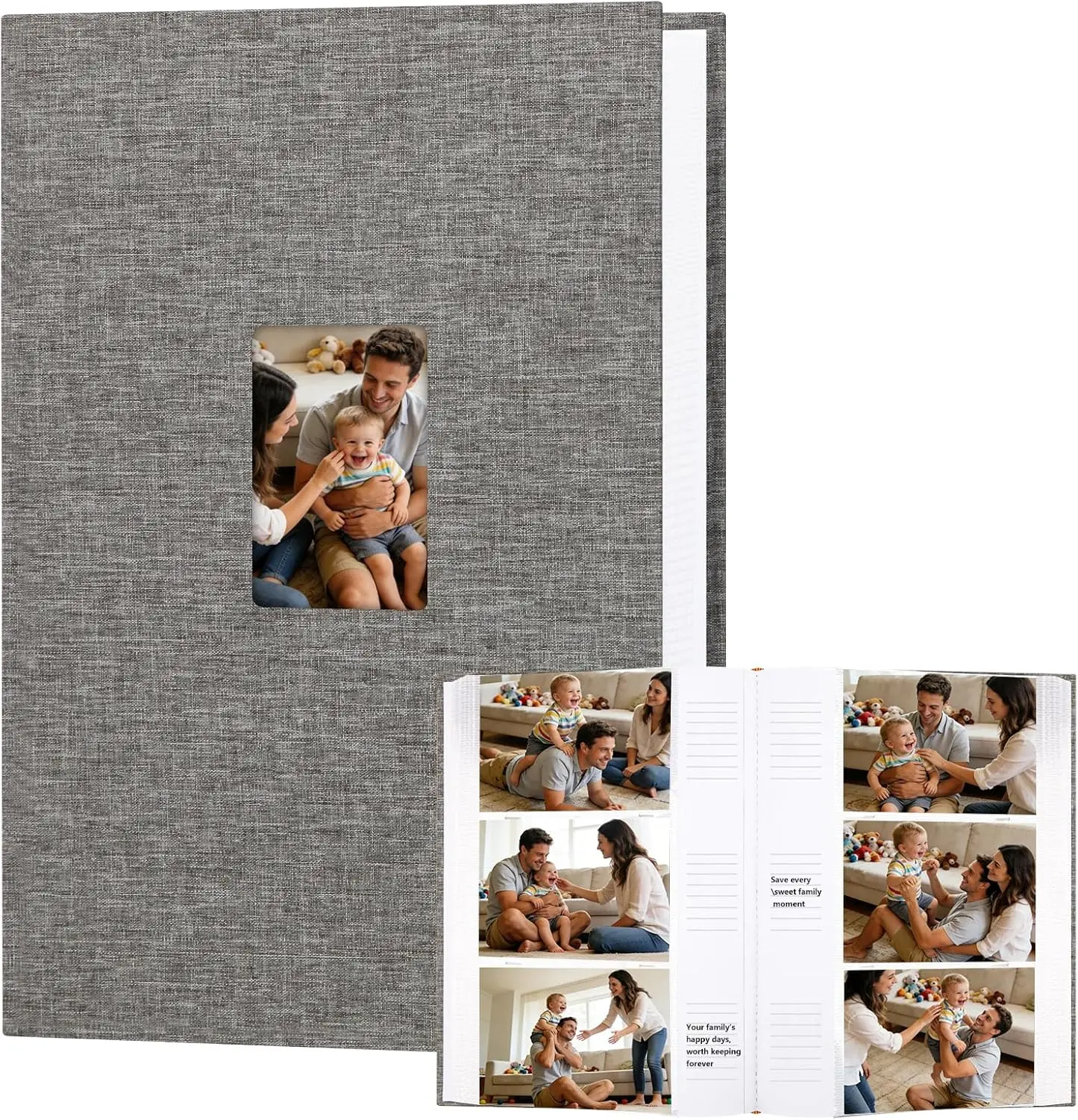 

450 Pockets Photo Album 4x6 with Writing Space, Large Capacity Baby Wedding Family Picture Album with Notes, Linen Cover