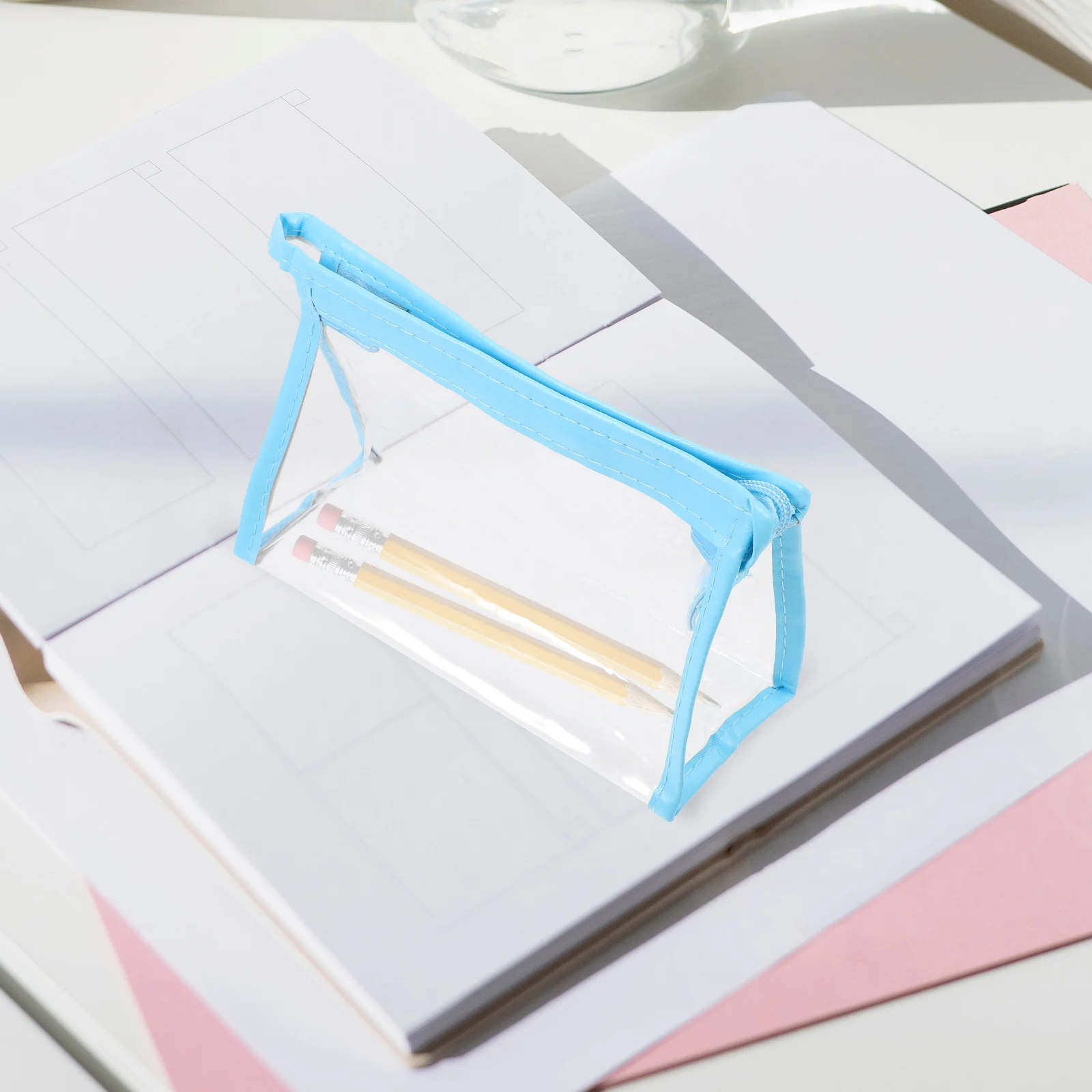 

2pcs Triangle PVC Transparent Large Capacity Pen Storage Bags Stationery ganizer Pencil Case Supplies Zipper Pouch