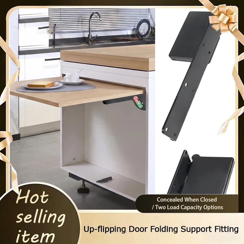 Concealed Locking Flip Up Table Support Bracket For Sideboard Cabinet Door Desk Folding Hinge Hardware Heavy Duty 90 Degree 304