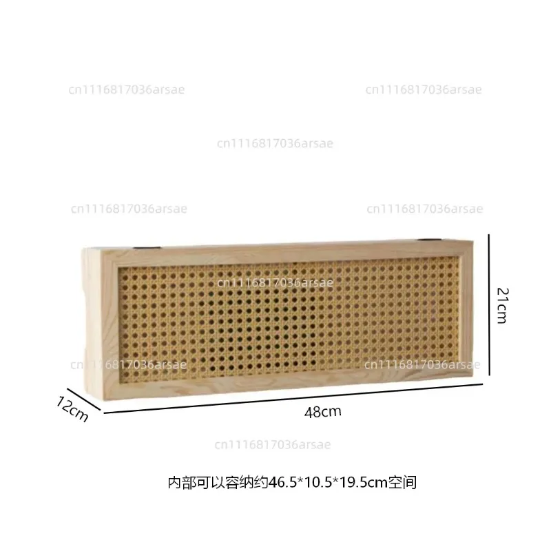 Rattan Storage Box Wall-mounted Set-top Box Shelf Wall Retro Storage Artifact