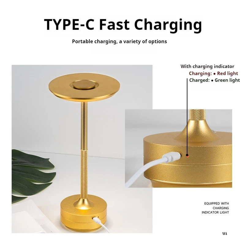 Portable LED Desk Lamp Rechargeable Touch Dimming USB Charging Coffee Shop Bar Vintage Decoration Atmosphere Night Light