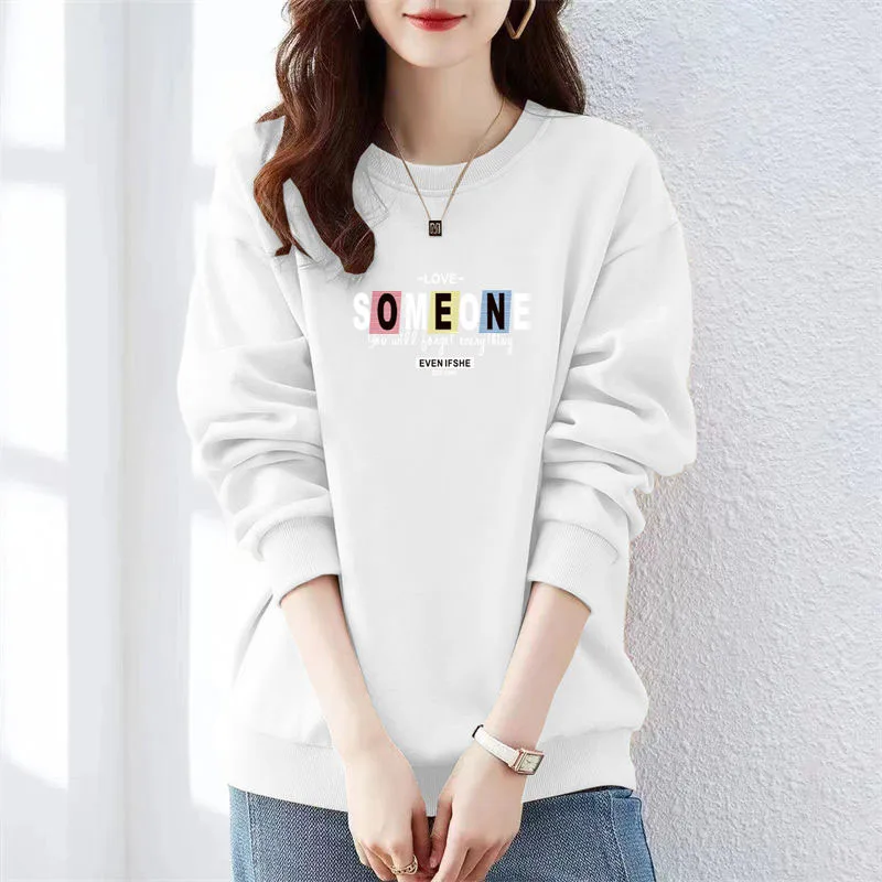 

New Spring Autumn Fashion Trend Loose Reduced Age Round Neck Letter Printing Versatile Casual Simple Women's Sweater