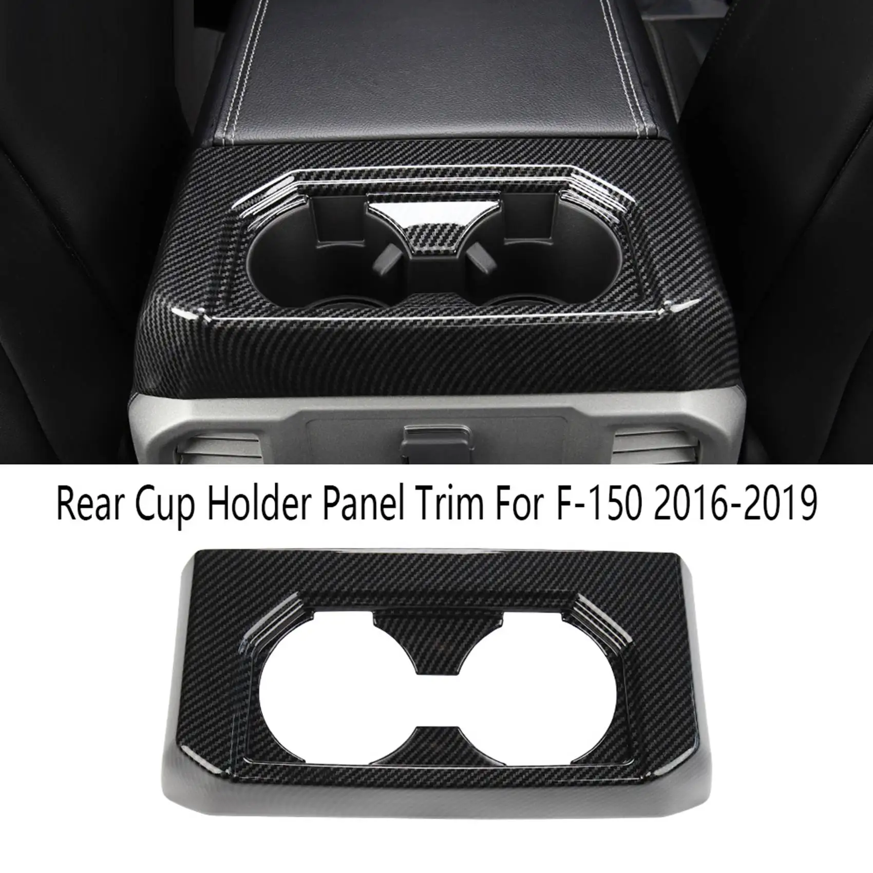 Car Rear Cup Holder Panel Overlay Cover Trim for Ford F-150 2016-2019